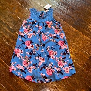 Eyeshadow Girls Dress Blue Sleeveless With Pink Flowers 🌸 8